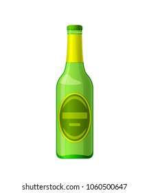 Template, layout, empty glass bottle of beer, alcohol drink, with screw cap. Billet, glass container, packaging, alcoholic beverage, liquid, on a white background vector illustration isolated