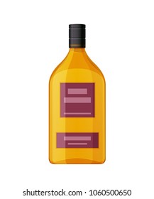 Template, layout, empty glass bottle of armagnac, alcohol drink, with screw cap. Billet, glass container, packaging, alcoholic beverage, liquid, on a white background vector illustration isolated