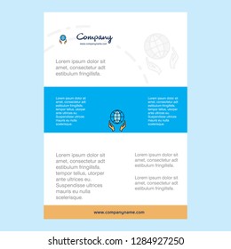 Template layout for Globe in hands comany profile ,annual report, presentations, leaflet, Brochure Vector Background