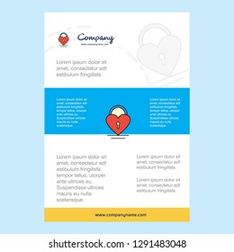 Template layout for Heart lock comany profile ,annual report, presentations, leaflet, Brochure Vector Background