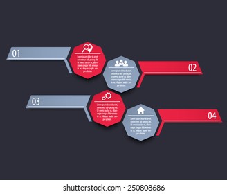 template layout for  for infographics, business design, presentations in red and metallic vector illustration, eps10, easy to edit
