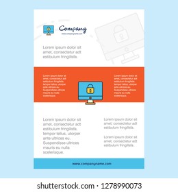 Template layout for Locked computer comany profile ,annual report, presentations, leaflet, Brochure Vector Background