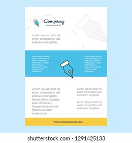Template layout for Pen nib comany profile ,annual report, presentations, leaflet, Brochure Vector Background