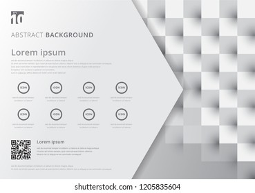 Template layout white and gray geometric squares pattern. Chessboard background. You can use for brochure, poster, flyer, leaflet, cover book. banner. website. print, ad. Vector illustration