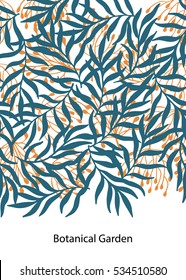 Template with leaves and berries, vector illustration