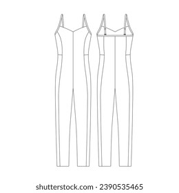 template legging jumpsuit vector illustration flat design outline clothing collection