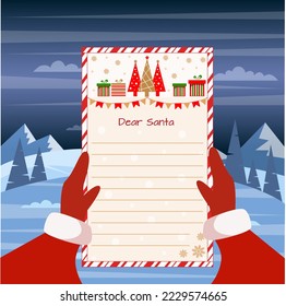 Letra de plantilla para santa, gráficos vectoriales, estilo de dibujos animados