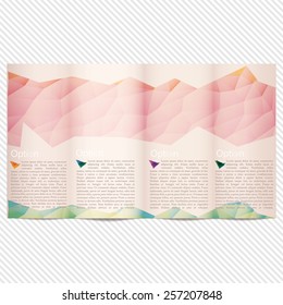 Template light vector design for business brochure with blue polygonal grid, place for photos, colorful polygons. Editable, bright. 