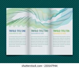 Template light vector design for trifold brochure with abstract figure. Editable. Proportionally for A4 size