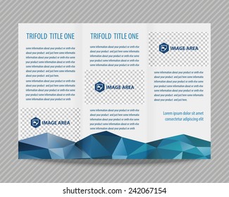 Template light vector design for trifold brochure with colorful polygons. Editable, bright. Proportionally for A4 size