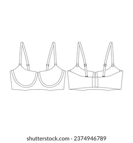 template lightly lined balconette bra vector illustration flat design outline clothing collection