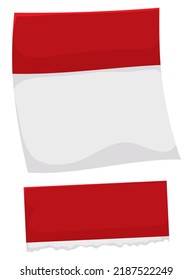 Vorlage wie Loseblattpapier, und eine zerrissen von der Hälfte. Design im Cartoon-Stil einzeln auf weißem Hintergrund.