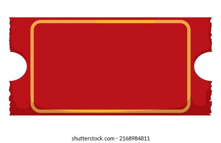 Vorlage wie ein rotes Ticket mit goldenem Rahmen. Design im Cartoon-Stil einzeln auf weißem Hintergrund.