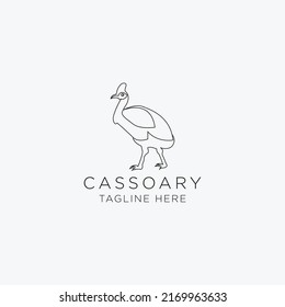 Template Line art logo concept of a cassowary, a bird from Indonesia.