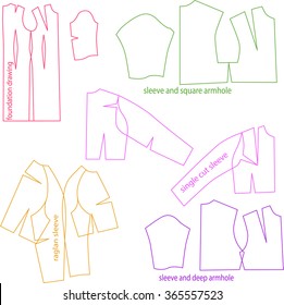 Template line clothing set. Vector illustration flat design. Unisex clothing. Clothes hanger. Vector set. Sale banner template design. Line drawing.