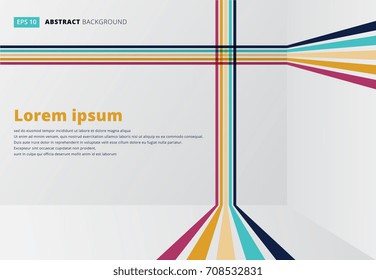 Template line vertical horizontal room perspective colorful strips for print, ad, poster, magazine, brochure, leaflet, book, Abstract vector illustration