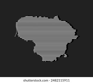 Template Lithuania map from grey horizontal lines isolated on background. Europe country for pattern, design, illustration, infographic. Abstract concept parallel lines of silhouette map Lithuania