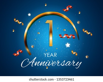 Template Logo 1 Years Anniversary Vector Illustration EPS10