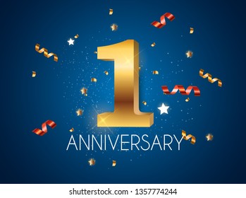 Template Logo 1 Years Anniversary Vector Illustration EPS10