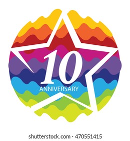 Template Logo 10 Anniversary Vector Illustration EPS10