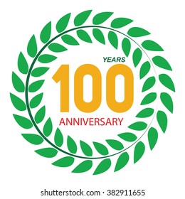 Template Logo 100 Anniversary in Laurel Wreath Vector Illustration EPS10