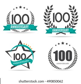 Template Logo 100 Years Anniversary Set Vector Illustration EPS10