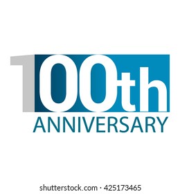 Template Logo 100th anniversary blue colored vector design for birthday celebration.