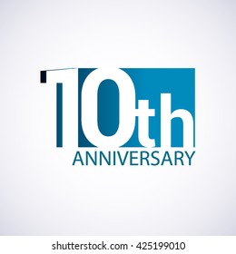 Template Logo 10th anniversary blue colored vector design for birthday celebration.
