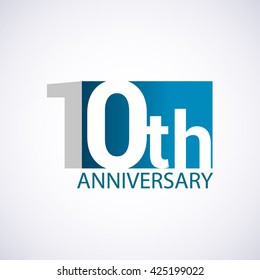 Template Logo 10th Anniversary. Blue Colored.