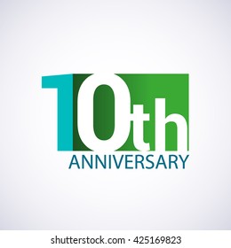 Template Logo 10th anniversary green colored vector design for birthday celebration.
