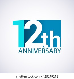 Template Logo 12th anniversary. Blue colored.