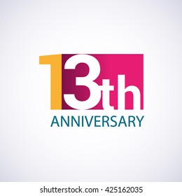 Template Logo 13th anniversary, red colored vector design for birthday celebration