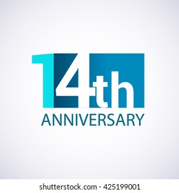 Template Logo 14th anniversary blue colored vector design for birthday celebration.