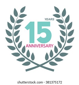 Template Logo 15 Anniversary in Laurel Wreath Vector Illustration EPS10