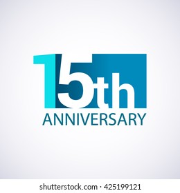 Template Logo 15th anniversary blue colored vector design for birthday celebration.