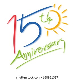 Template logo 15th anniversary colors, vector illustrator