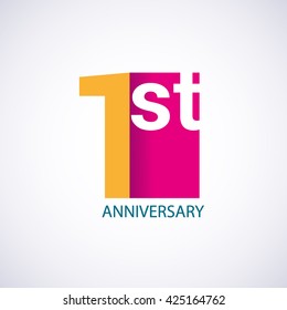 Template Logo 1st anniversary red colored vector design for birthday celebration.