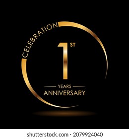 Logo de plantilla 1er aniversario, Ilustración del vector del logotipo, EPS 10