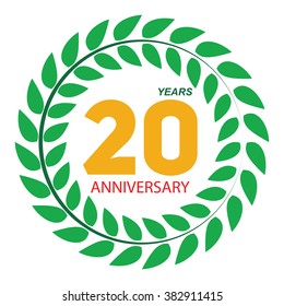Template Logo 20 Anniversary in Laurel Wreath Vector Illustration EPS10
