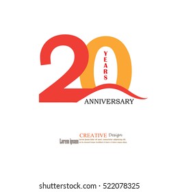 Template logo 20th anniversary. 20 years anniversary logo. Celebration 20 years. .20 birthday symbol.vector illustration.