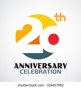 Template Logo 20th Anniversary With A Circle And The Number 20 In It And Labeled The Anniversary Year. 