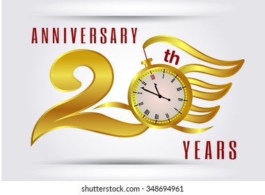 Template logo 20th anniversary with a circle in the form of a graph and the number 2. 20 years anniversary logo ,time golden anniversary
