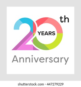 Template logo 20th anniversary with a circle, number 2 and colorful vector illustration