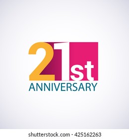 Template Logo 21st anniversary, red colored vector design for birthday celebration
