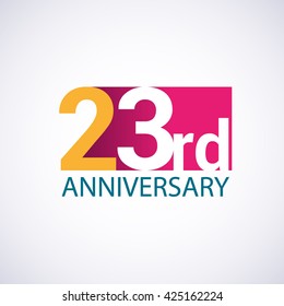 Template Logo 23rd anniversary, red colored vector design for birthday celebration