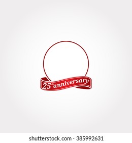 Template Logo 25th anniversary with a circle and the number 25 in it and labeled the anniversary year. Twenty fifth.