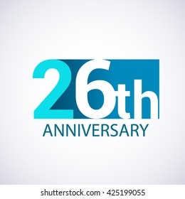 Template Logo 26th anniversary. Blue colored.