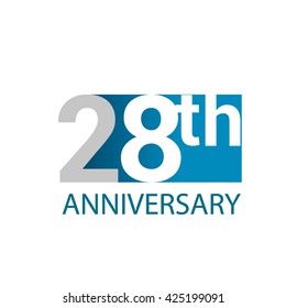 Template Logo 28th anniversary. Blue colored.