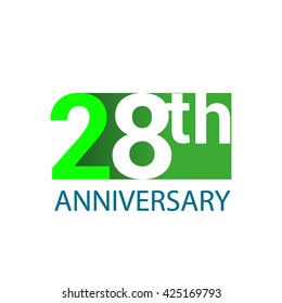 Template Logo 28th anniversary green colored vector design for birthday celebration.