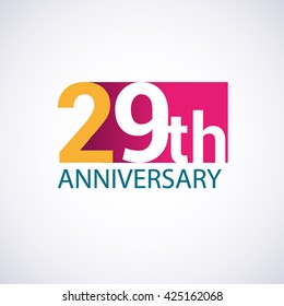 Template Logo 29th anniversary, red colored vector design for birthday celebration